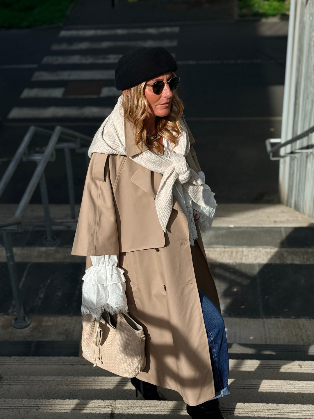 Trench maxi oversize V26096 Beige