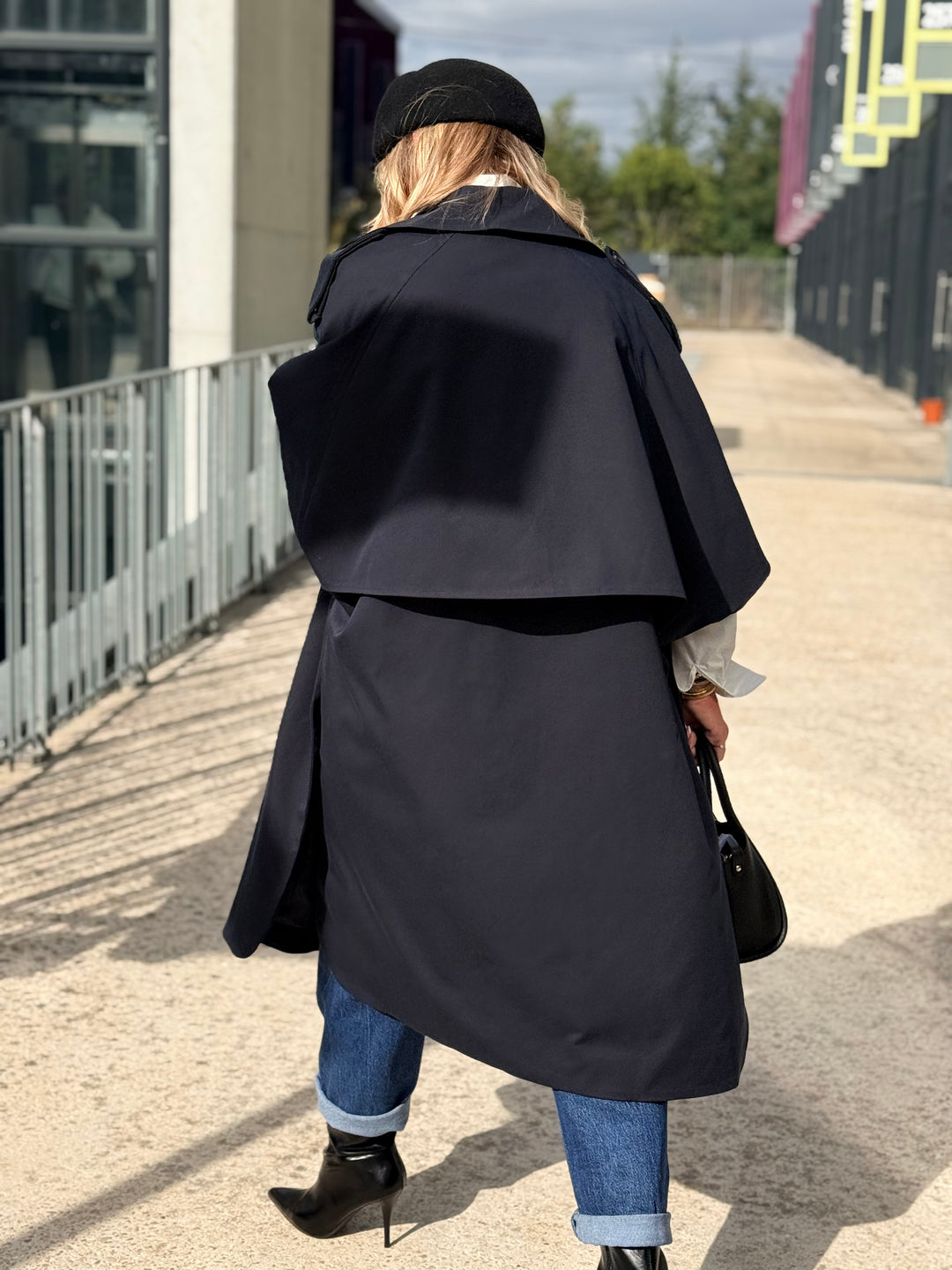Trench maxi oversize V26096 Bleu nuit