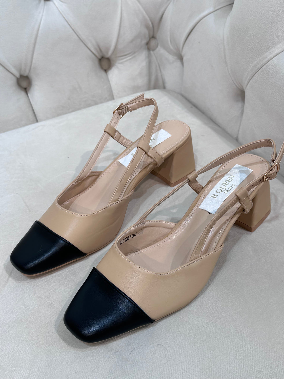 Sandal talon carré camel chacha