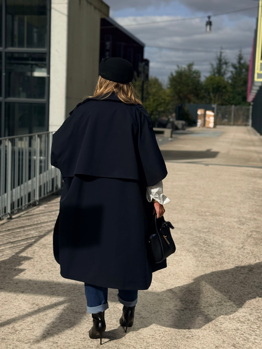 Trench maxi oversize V26096 Bleu nuit