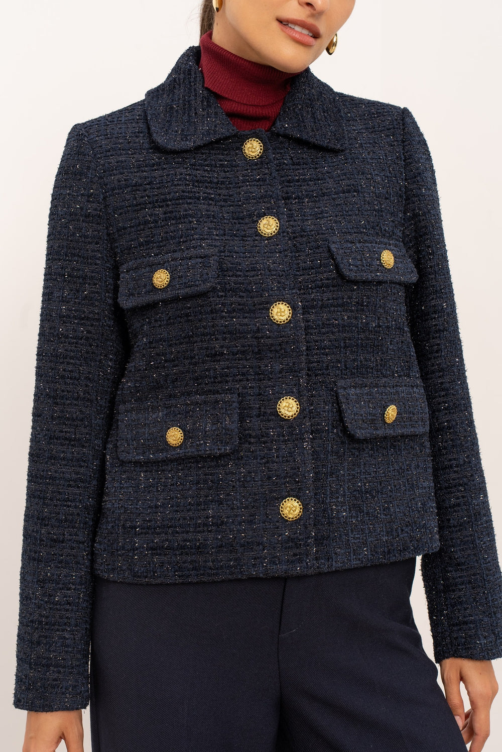 Veste à sequin cintré bleu V2527H