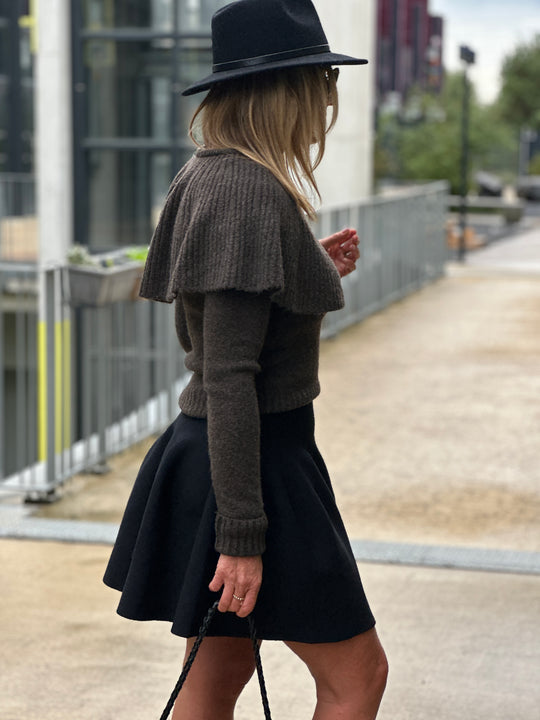 Pull épaules cape choco TL229