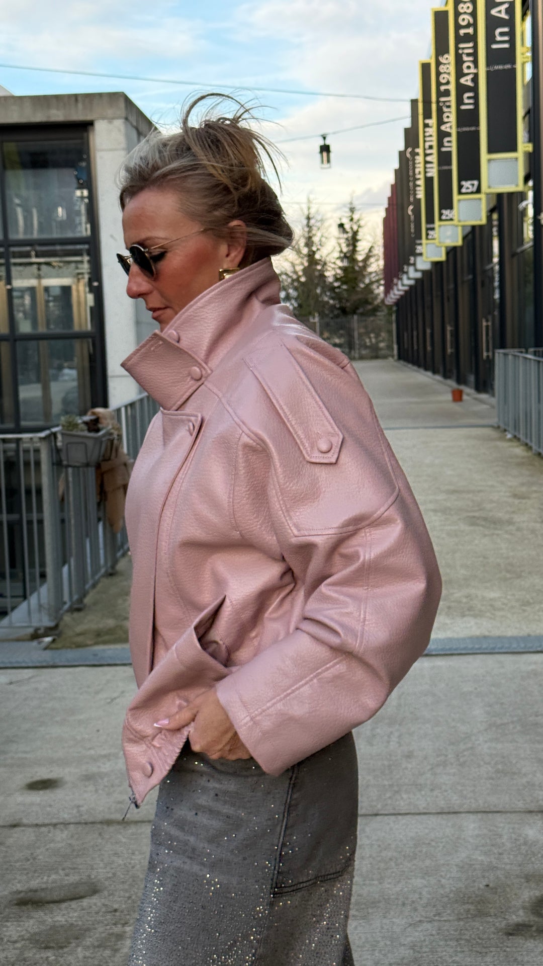 Veste bomber similicuir Rose 8822