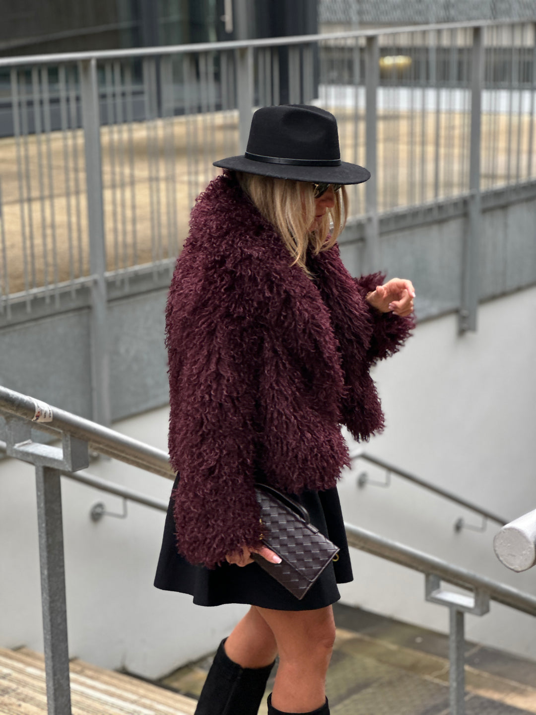 Veste fourrure mouton bordeaux 3038