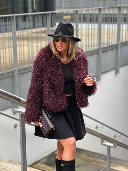 Veste fourrure mouton bordeaux 3038
