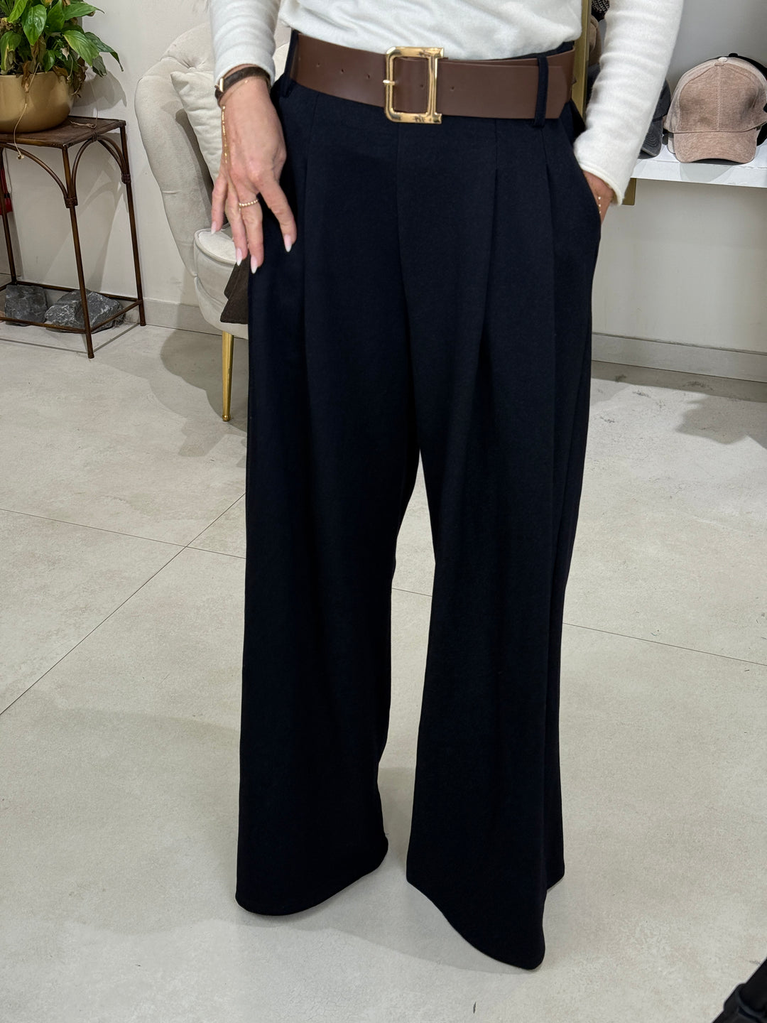 Pantalon pince épaisse bleu nuit 90456