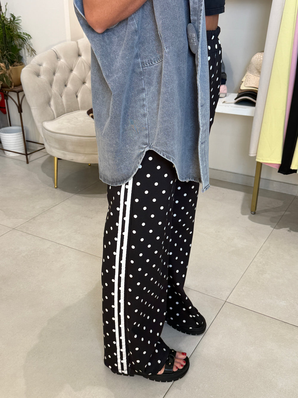 Pantalon jogging à pois Noir