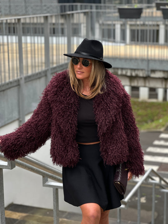 Veste fourrure mouton bordeaux 3038