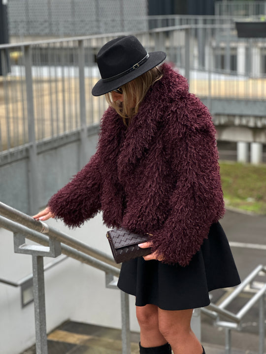 Veste fourrure mouton bordeaux 3038