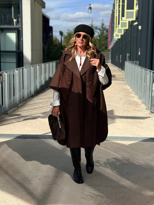 Trench maxi oversize V26096 Choco