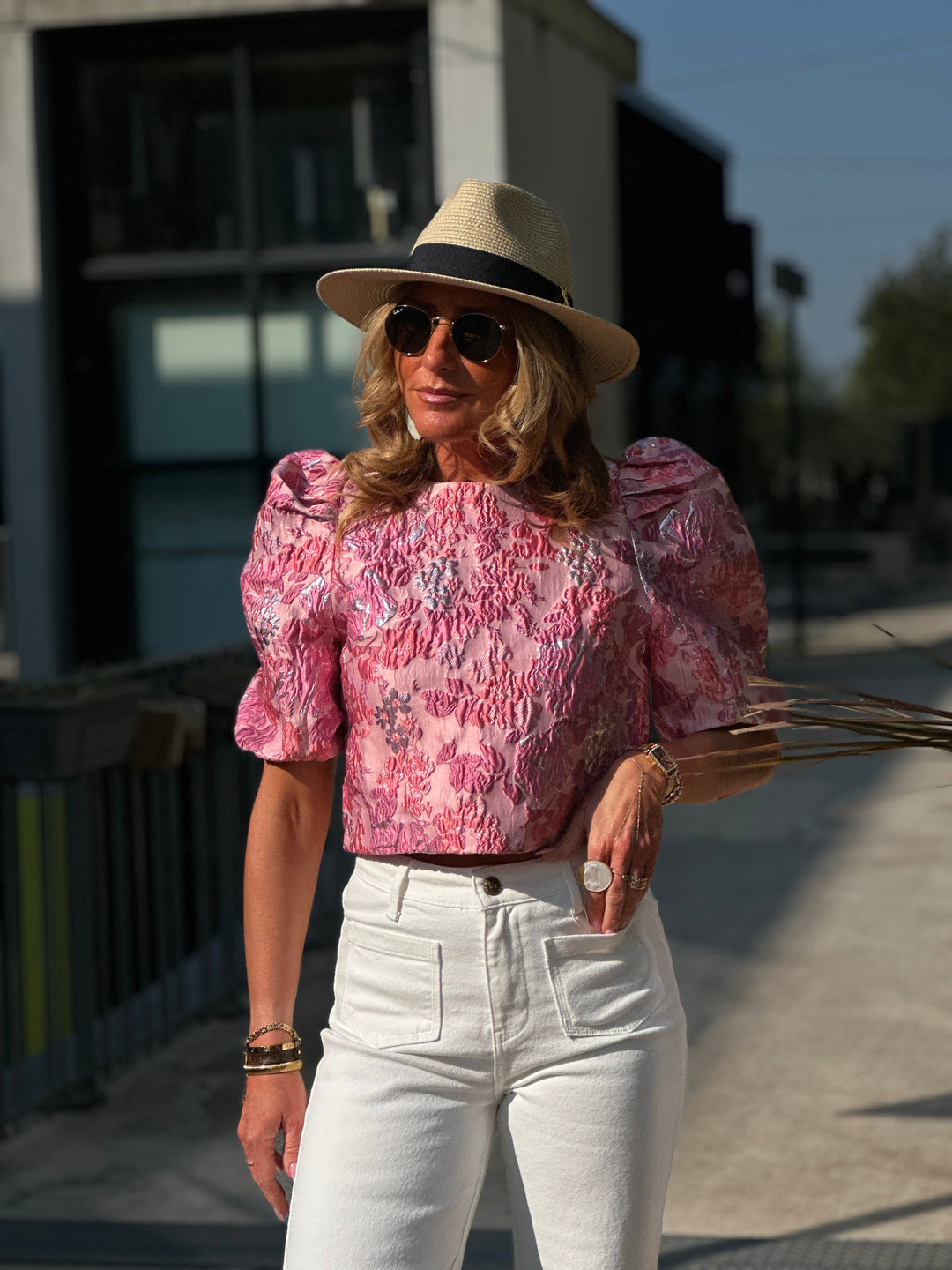 Top bouffant fleuri L018