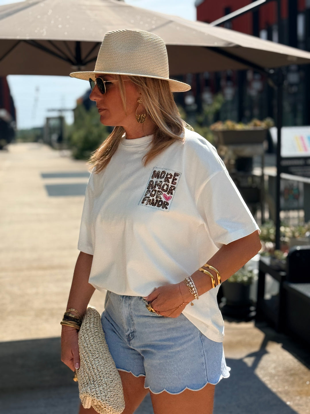 T-shirt blanc Amour léopard 61602