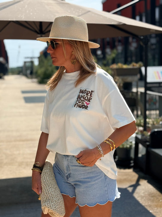 T-shirt blanc Amour léopard 61602