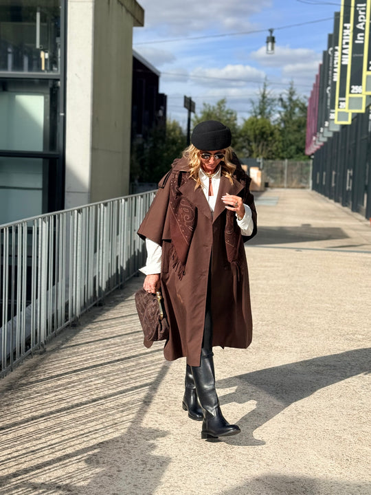 Trench maxi oversize V26096 Choco