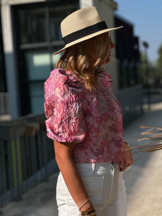 Top bouffant fleuri L018
