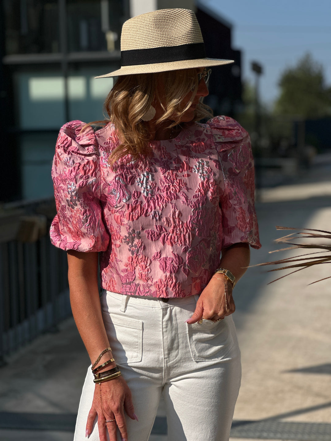 Top bouffant fleuri L018