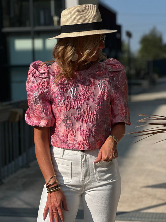 Top bouffant fleuri L018