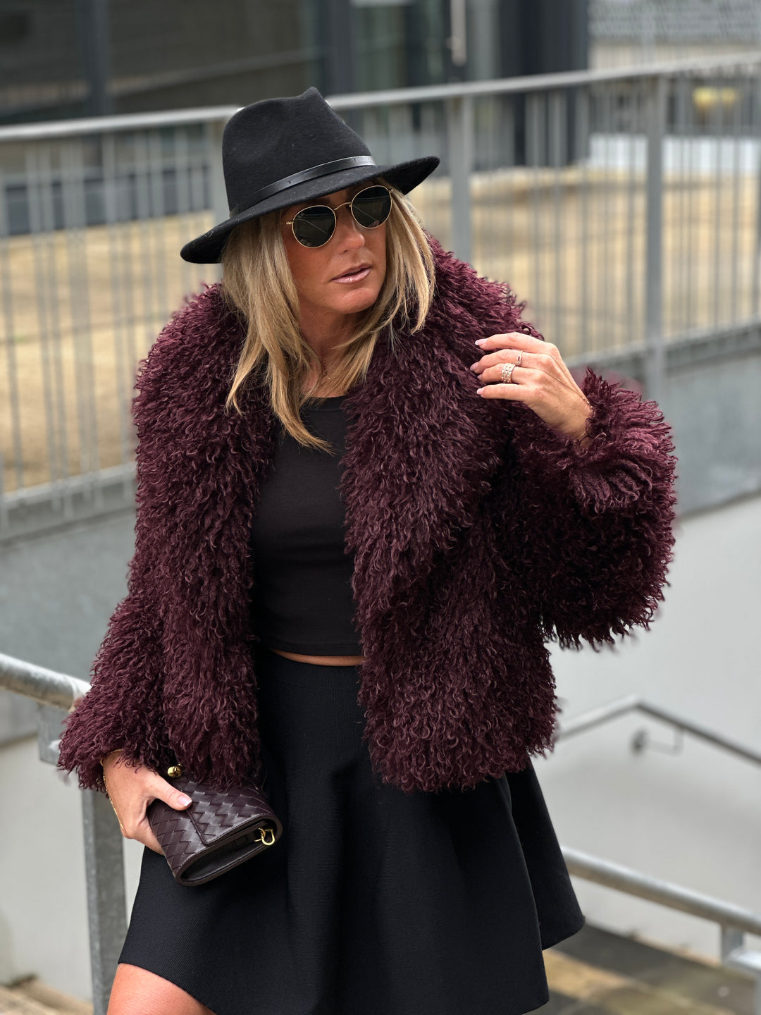Veste fourrure mouton bordeaux 3038