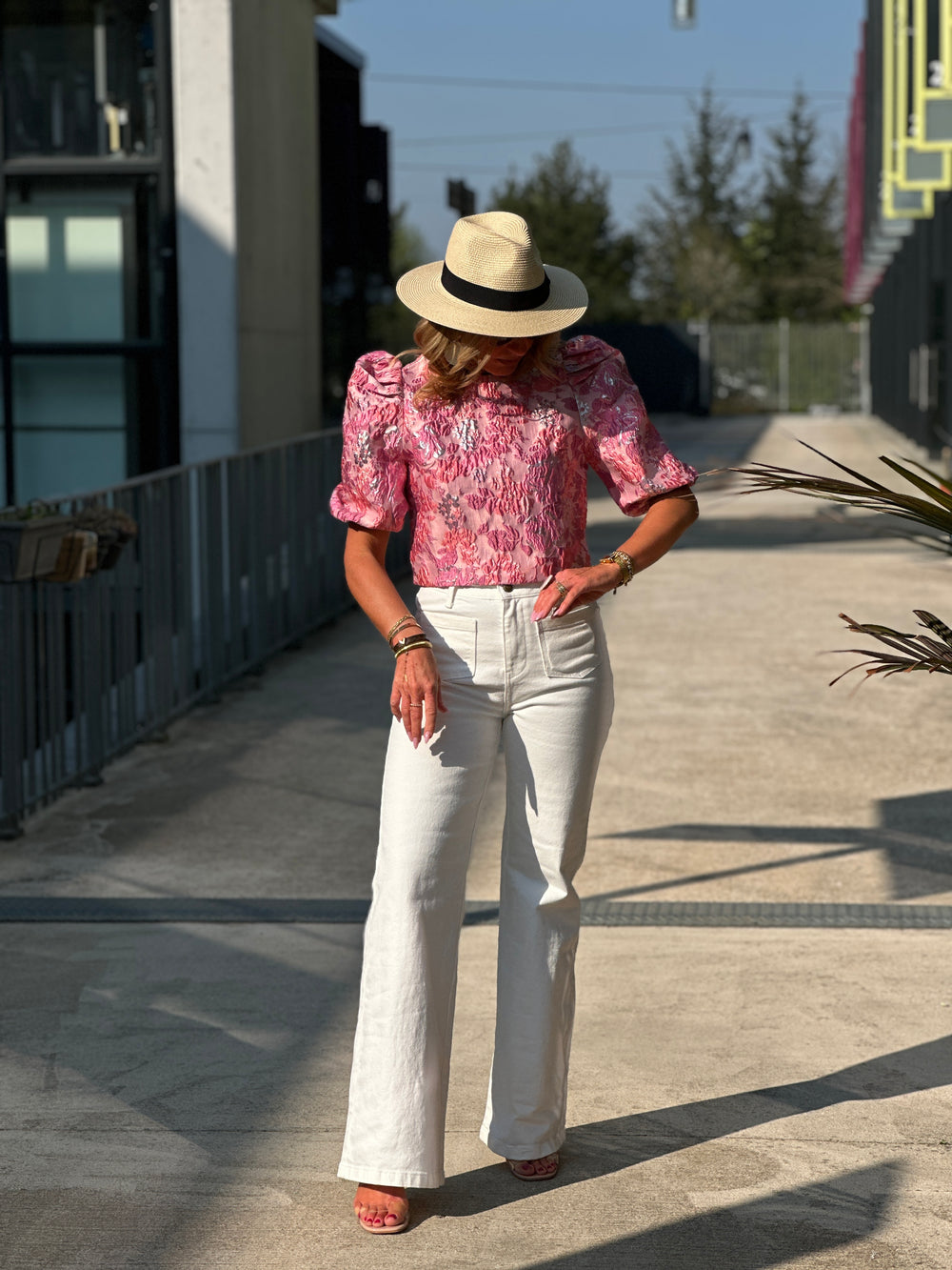 Top bouffant fleuri L018