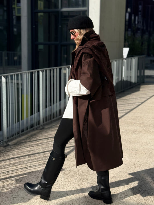 Trench maxi oversize V26096 Choco