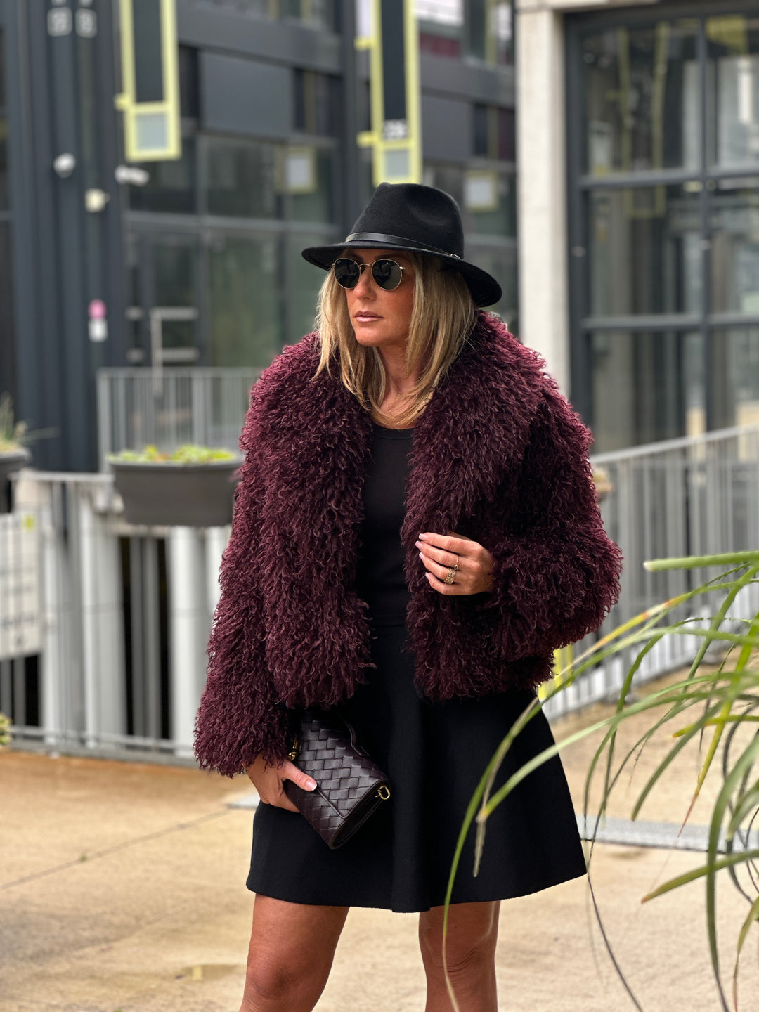 Veste fourrure mouton bordeaux 3038