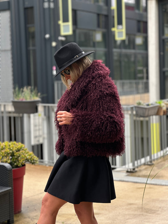Veste fourrure mouton bordeaux 3038