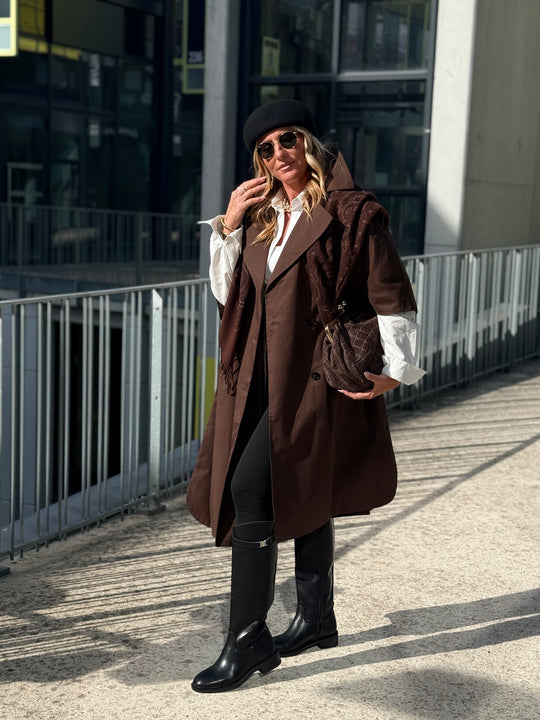 Trench maxi oversize V26096 Choco
