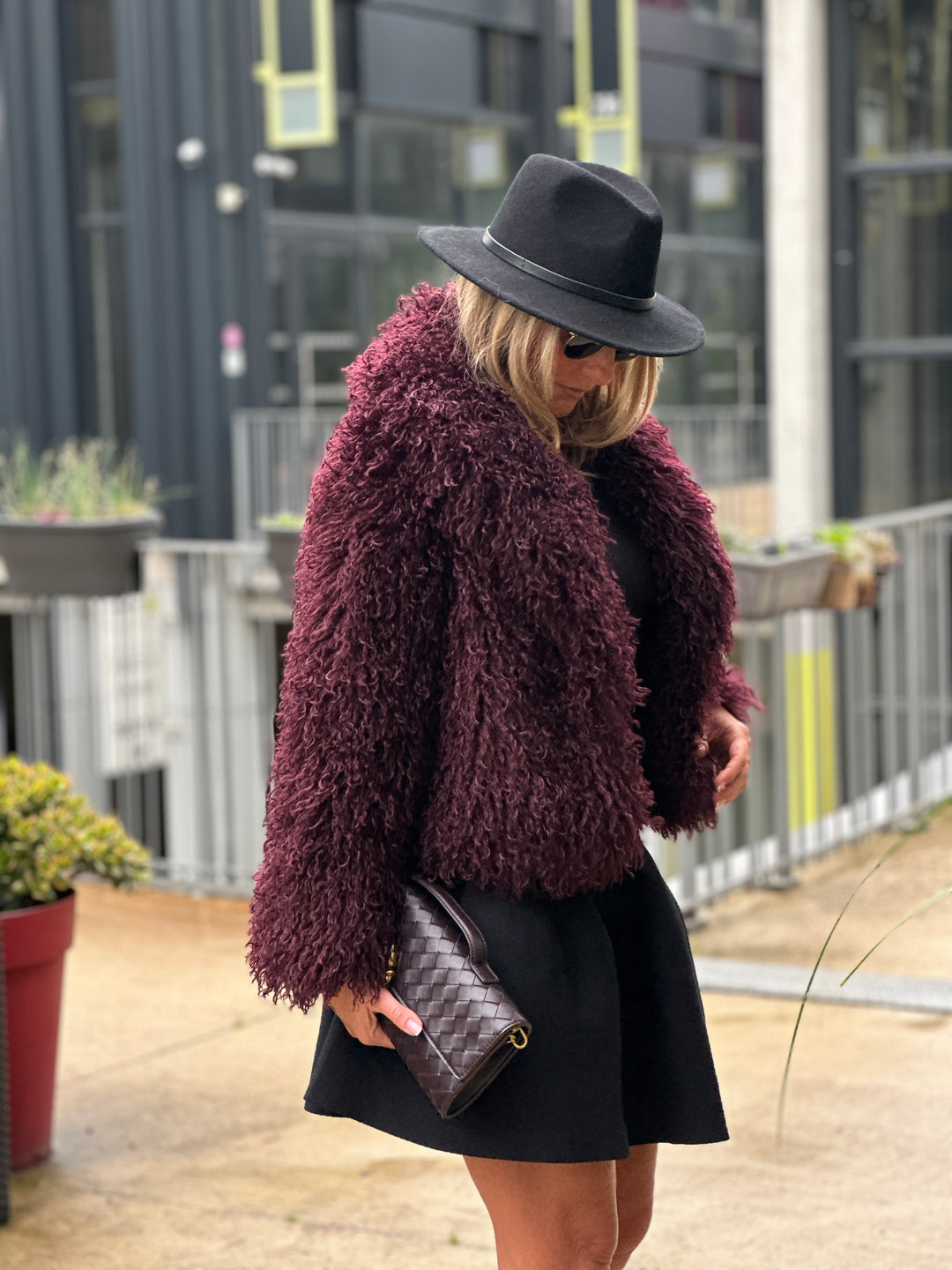 Veste fourrure mouton bordeaux 3038
