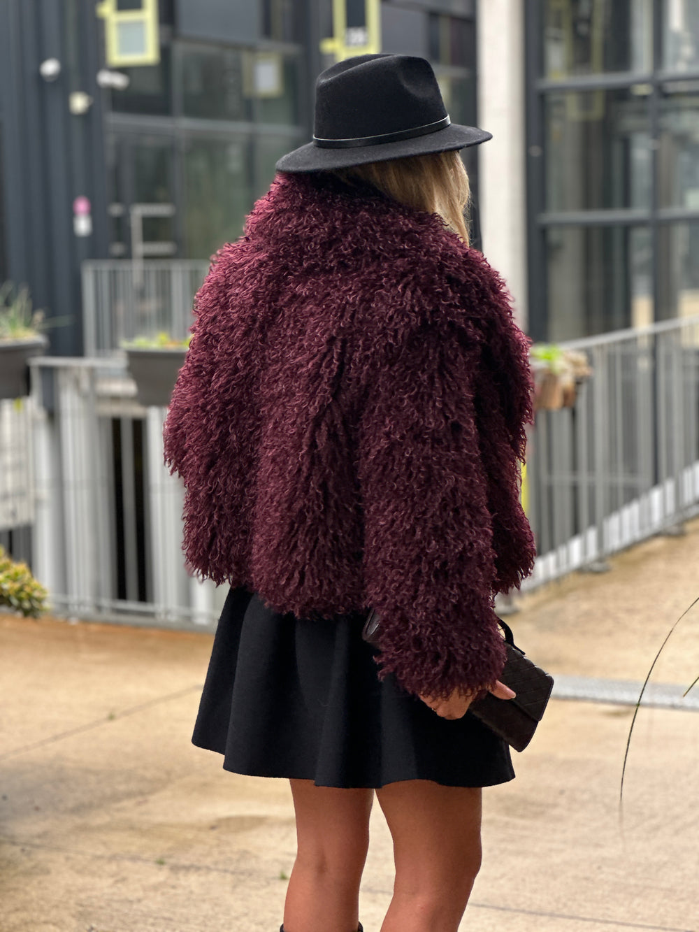 Veste fourrure mouton bordeaux 3038