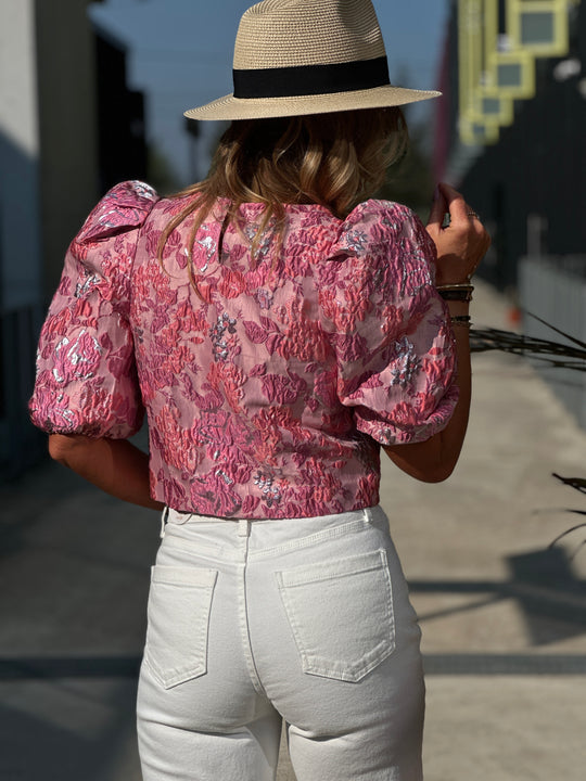 Top bouffant fleuri L018