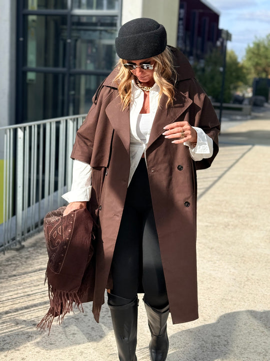 Trench maxi oversize V26096 Choco