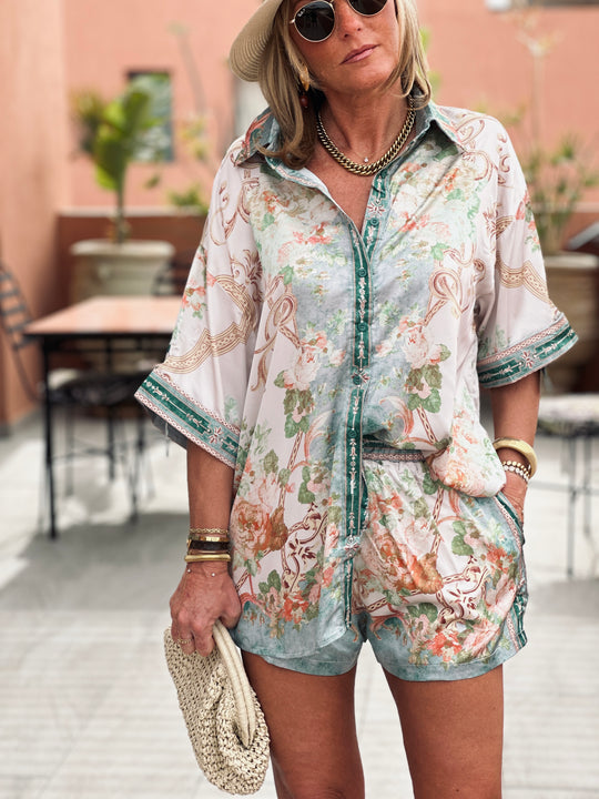 Ensemble satin imprimé Vert / 68538