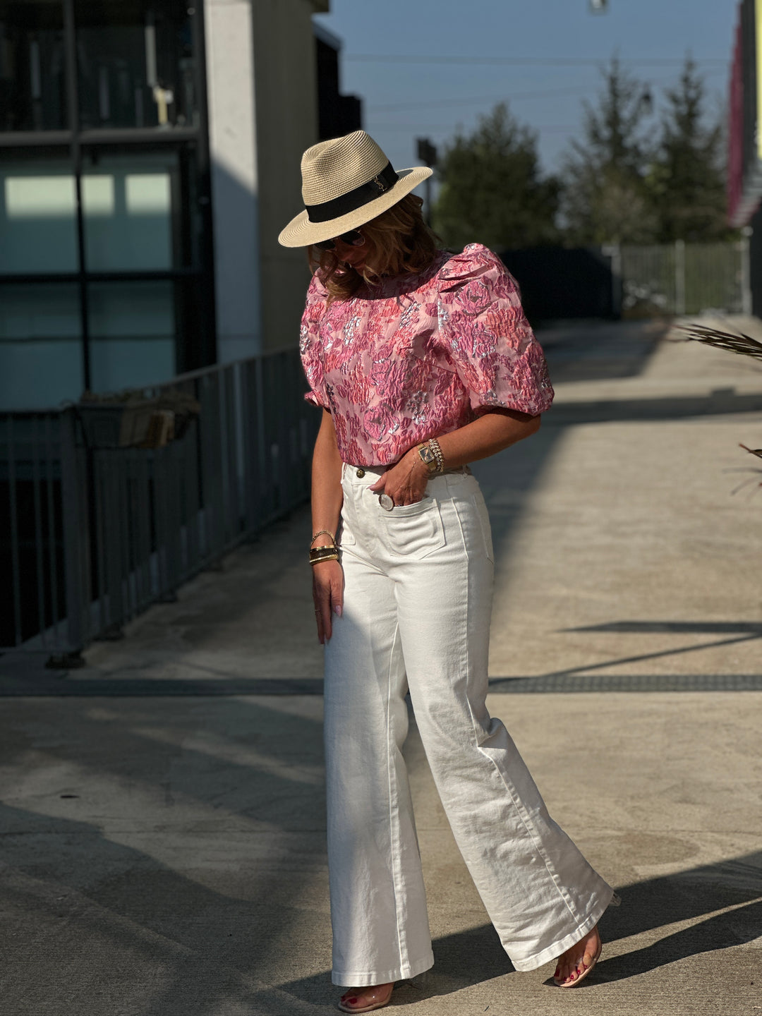 Top bouffant fleuri L018