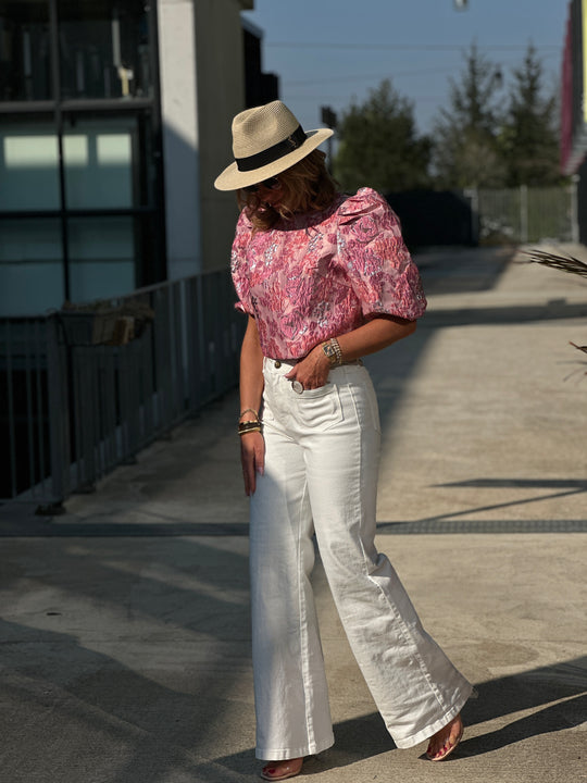 Top bouffant fleuri L018