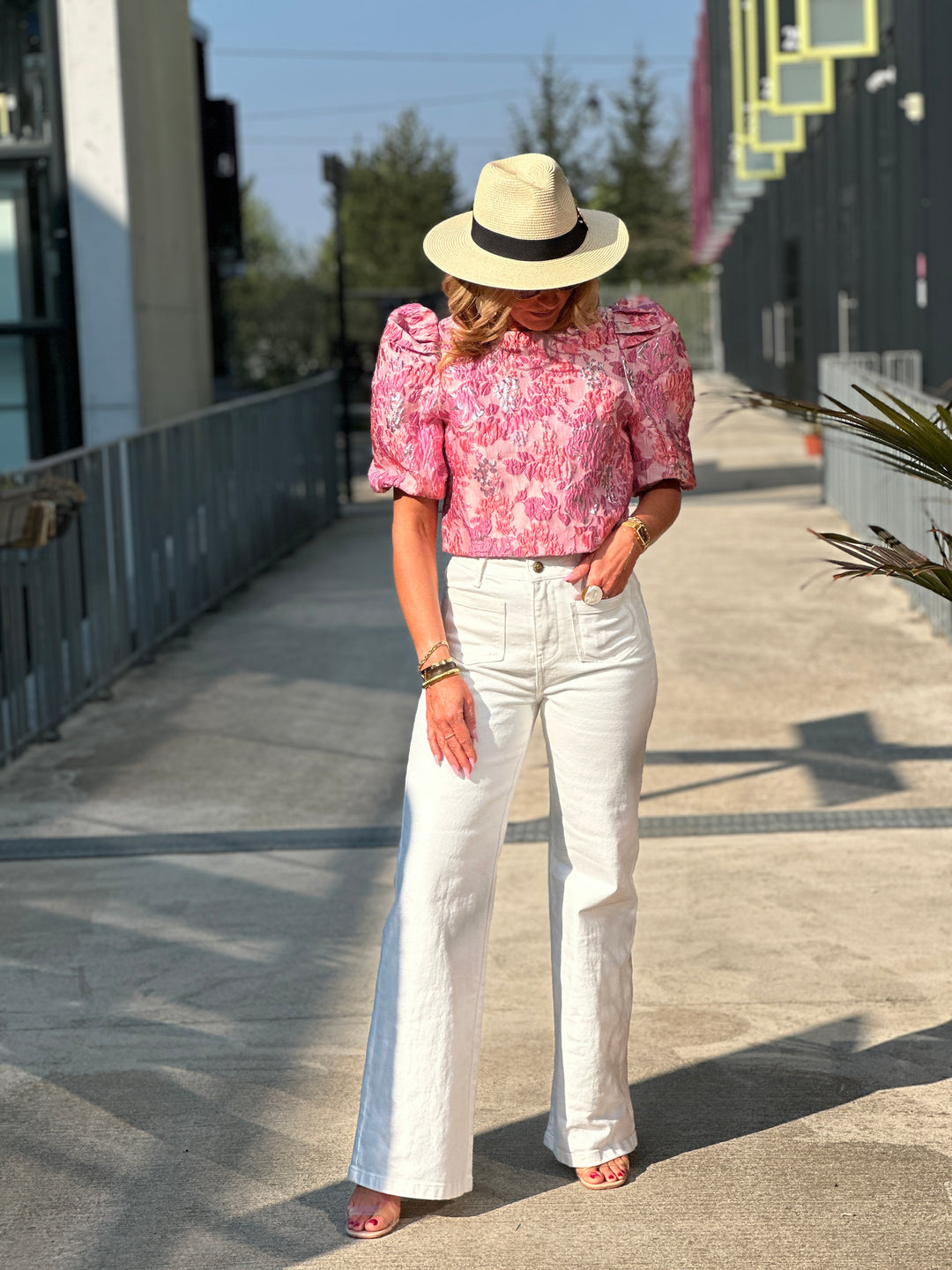 Top bouffant fleuri L018