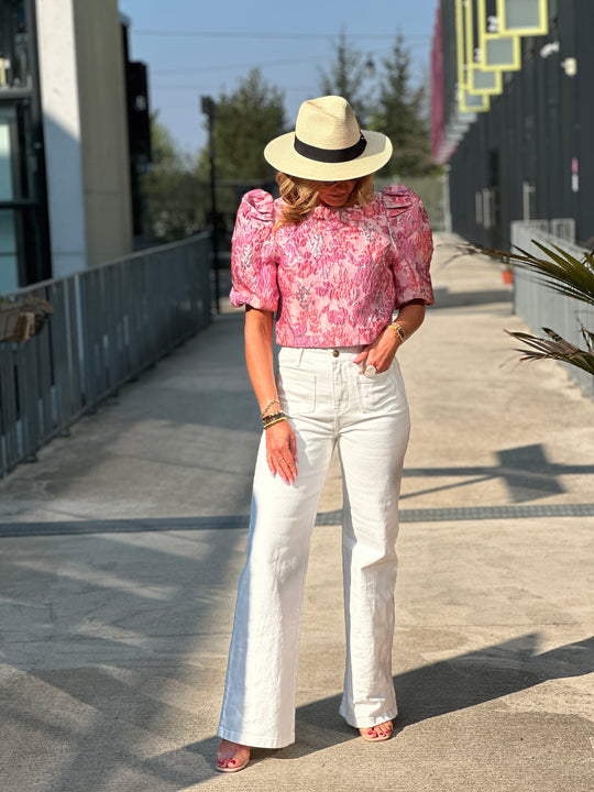 Top bouffant fleuri L018