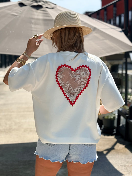 T-shirt Blanc dos cœur ❤️ 08736