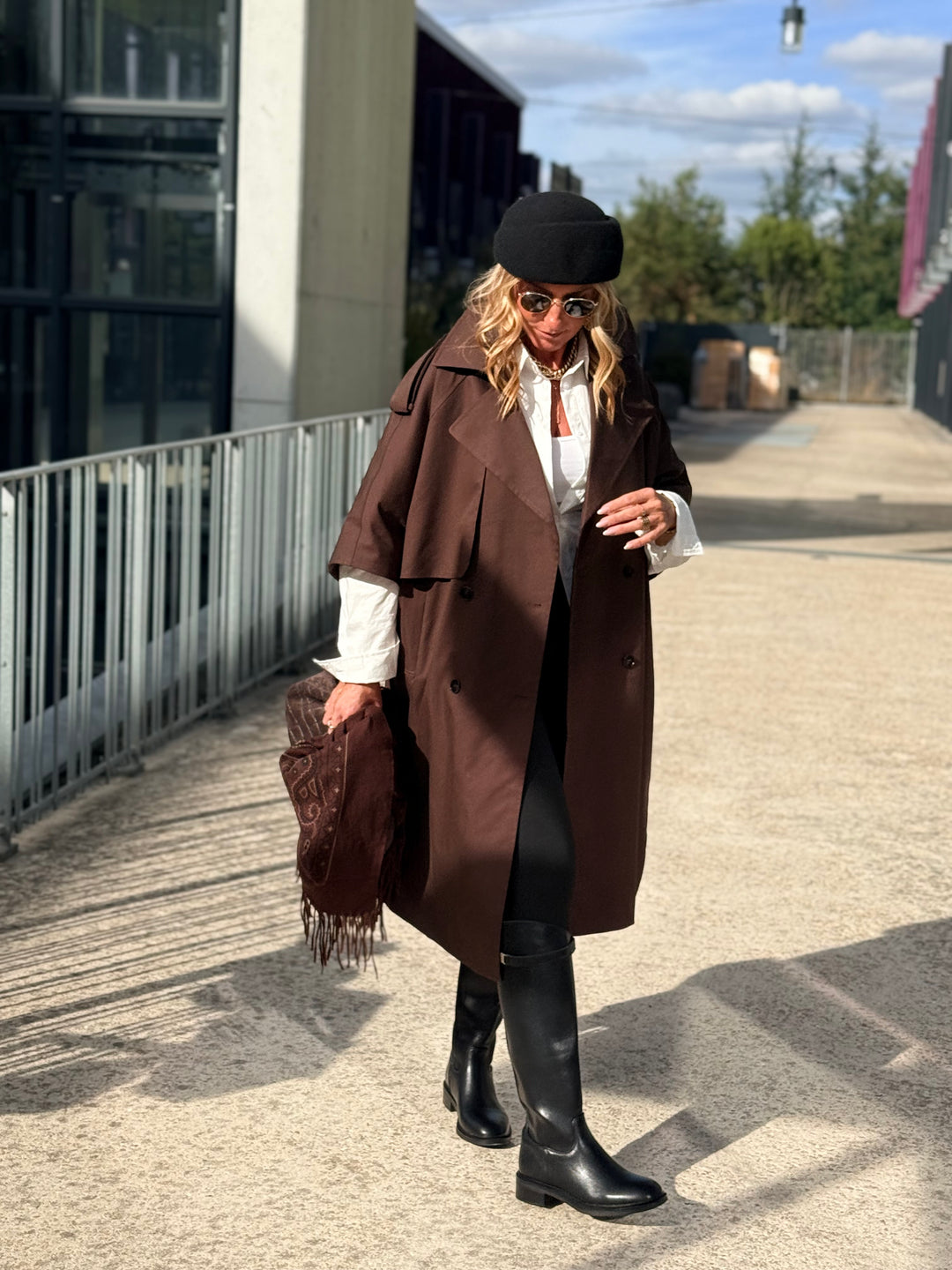 Trench maxi oversize V26096 Choco