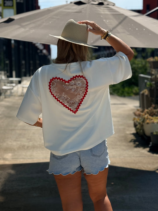 T-shirt Blanc dos cœur ❤️ 08736
