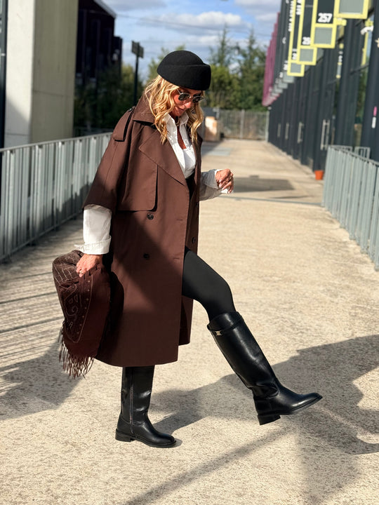 Trench maxi oversize V26096 Choco