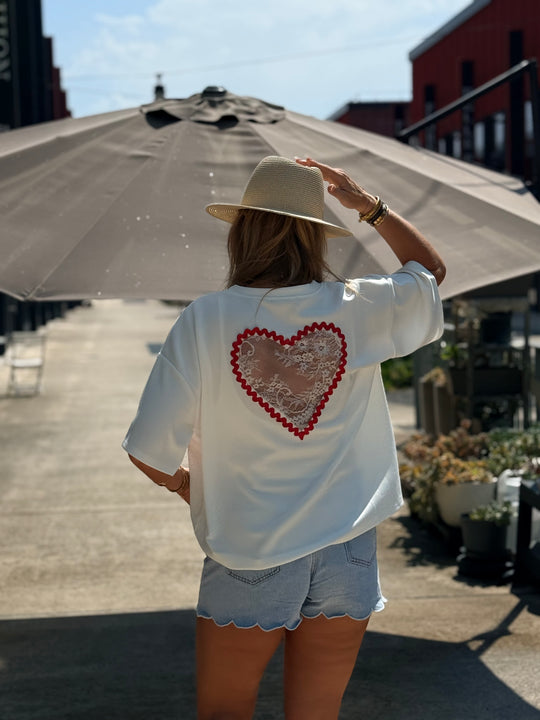 T-shirt Blanc dos cœur ❤️ 08736