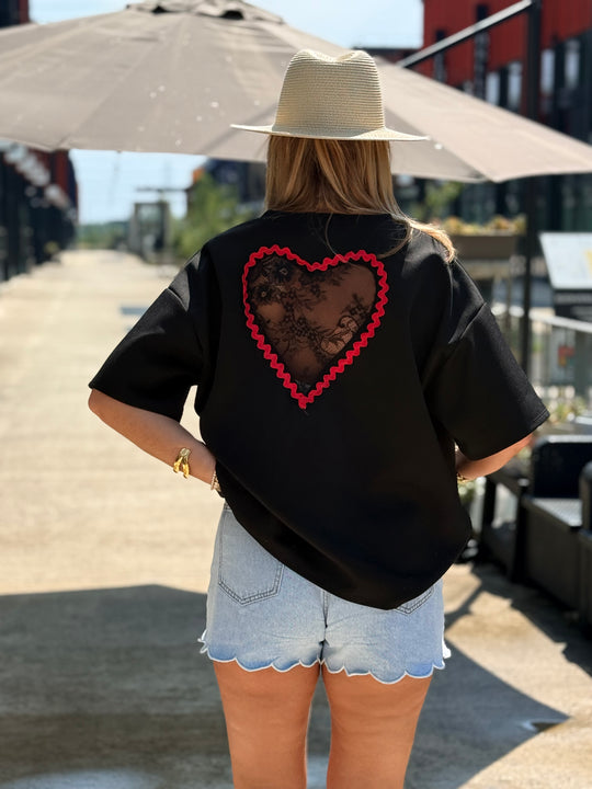 T-shirt noir dos cœur ❤️ 08736