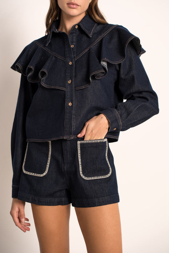 Chemise jean volant M833