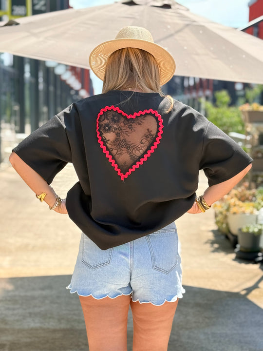 T-shirt noir dos cœur ❤️ 08736