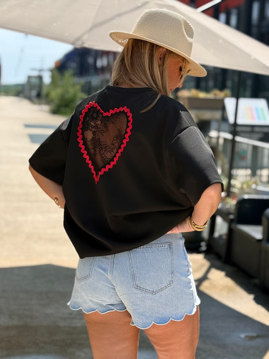 T-shirt noir dos cœur ❤️ 08736