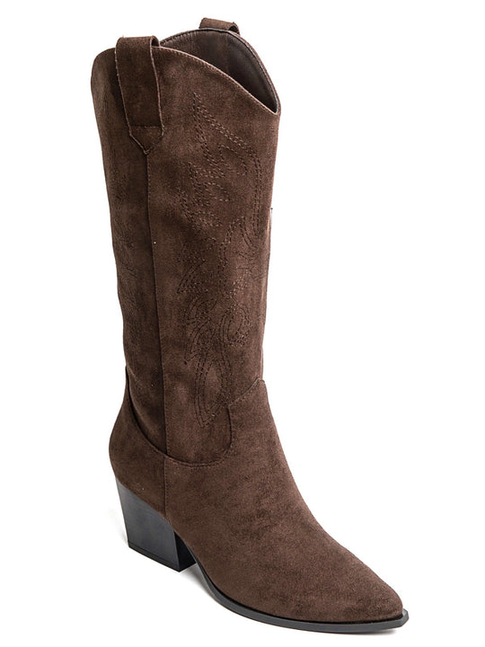 Botte daim brodé choco 7627