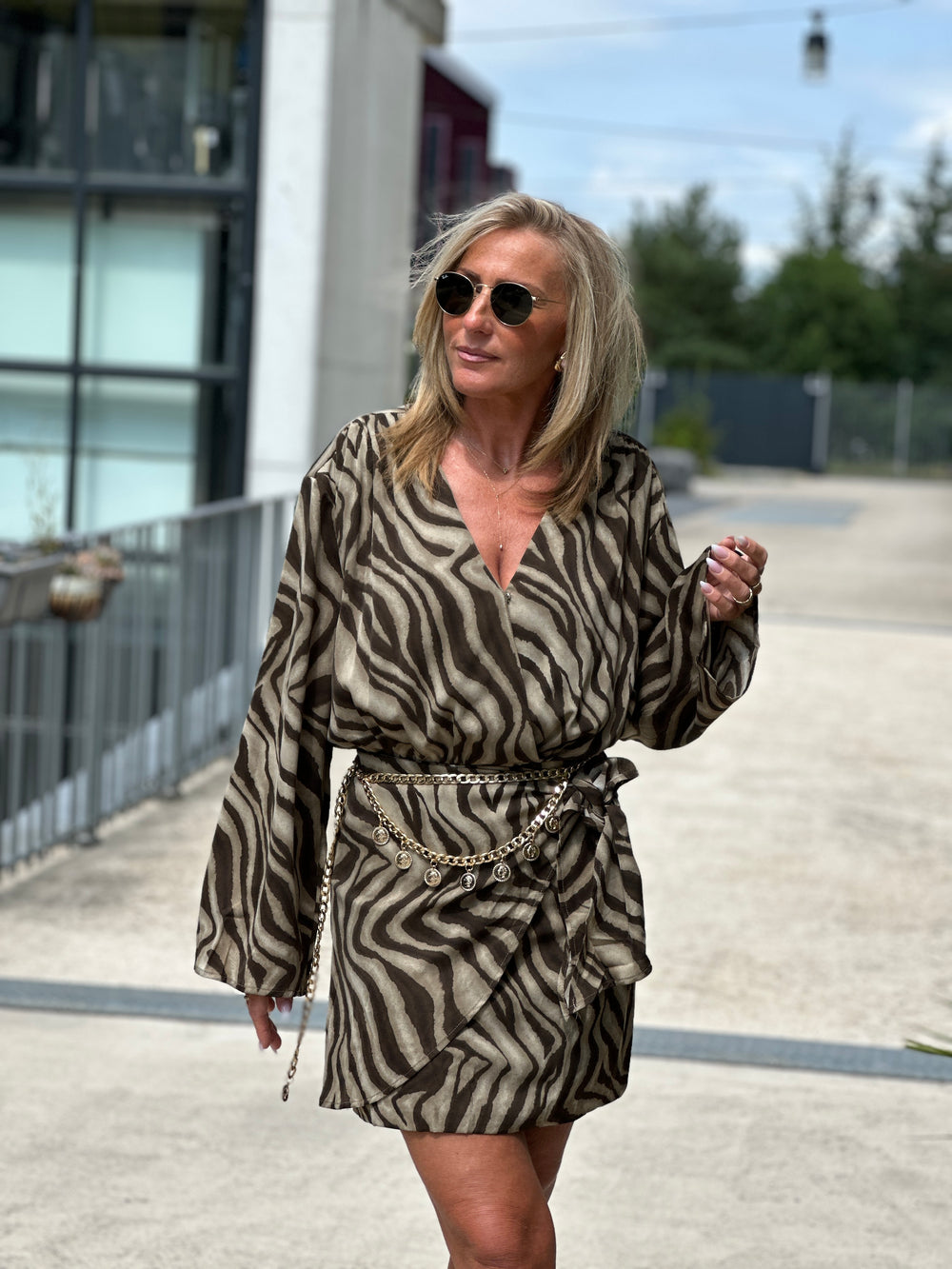 Robe zèbre kaki noeud 4242