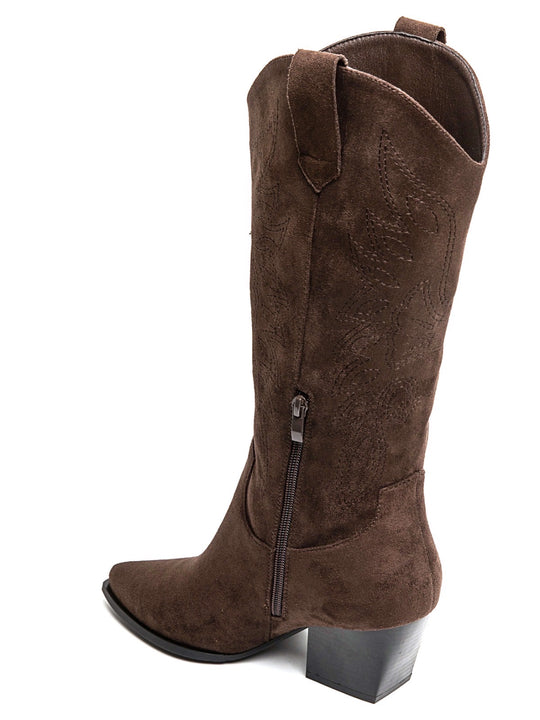 Botte daim brodé choco 7627
