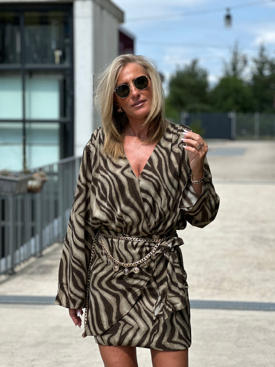 Robe zèbre kaki noeud 4242