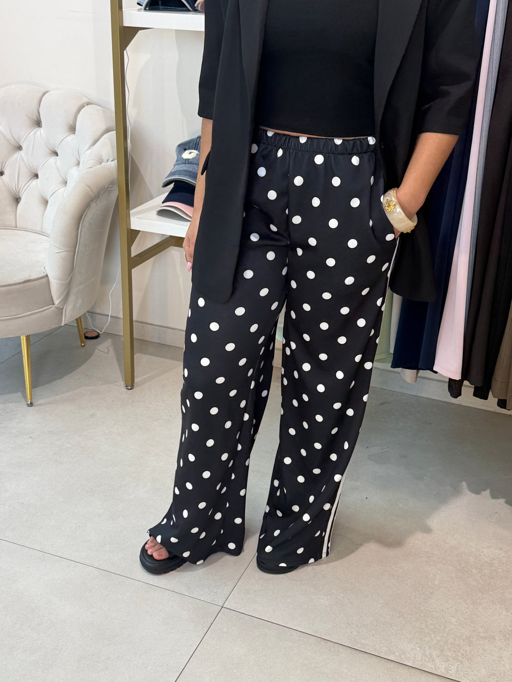 Pantalon jogging gros pois Noir 20556